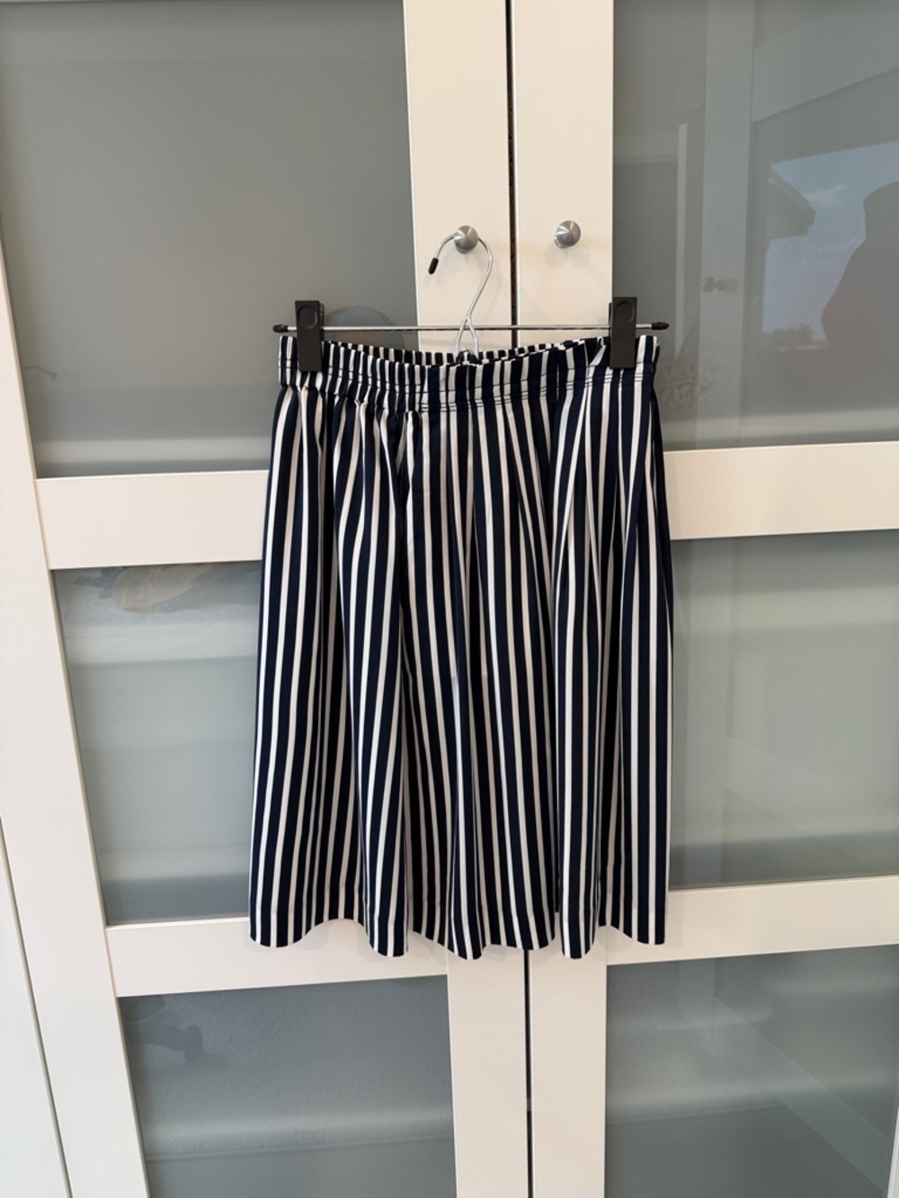 J. Crew Factory Navy & White Vertical Stripe Skater Skirt